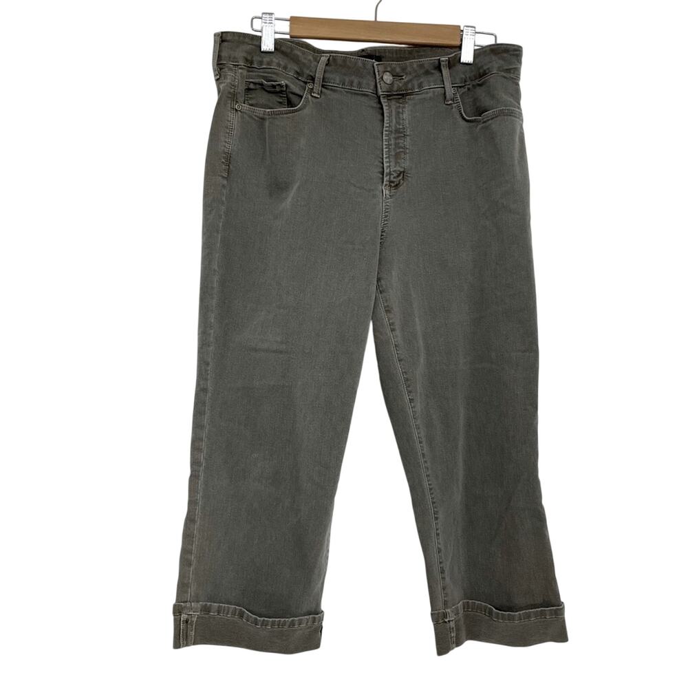NYDJ Army Green Marilyn Crop Jeans Lift Tuck Technology Womens 14 Fall Denim